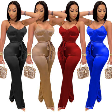 OEM China Factory Fall Autumn Sexy Jumpsuits Corset Bodycon Club Clothing Red Jumpsuit